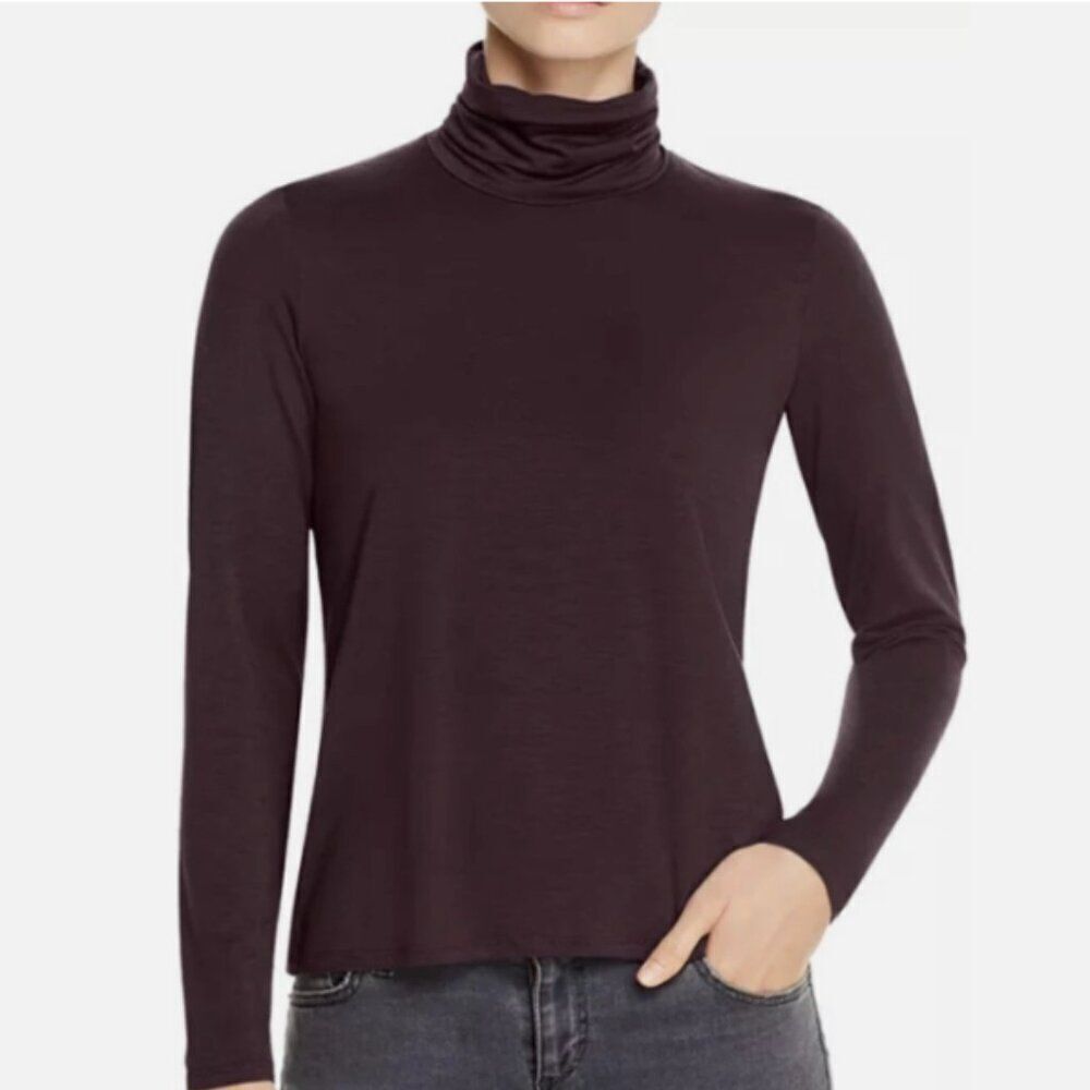 Eileen Fisher Fine Jersey Scrunch Neck Top Purple Size Small